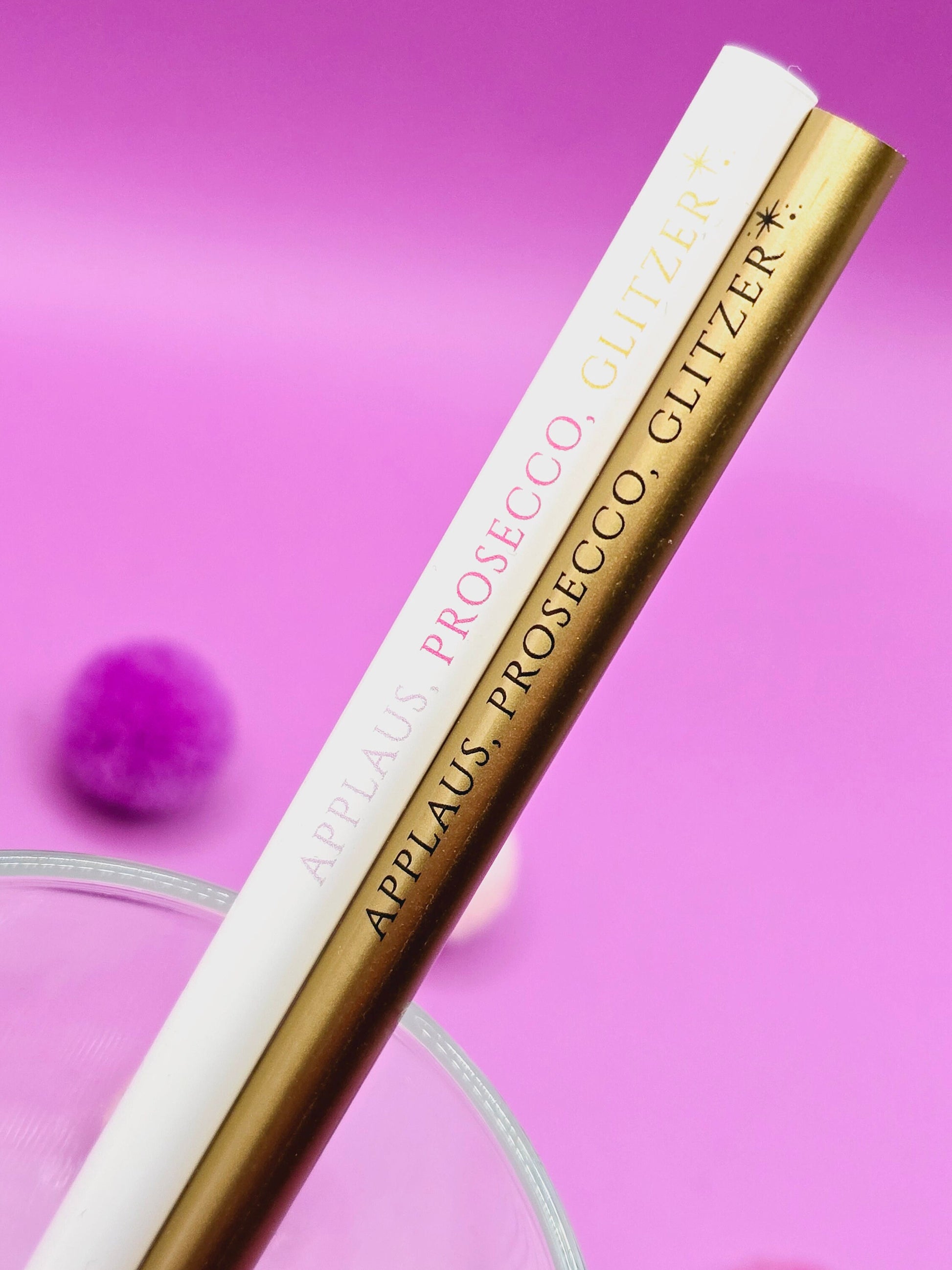 Bleistift Applaus, Prosecco, Glitzer/ gold / weiß / Kleinigkeit / Mitbringsel / Mäadelsabend / Junggeselinnenabschied/ Stift mit Spruch
