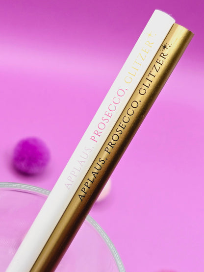 Bleistift Applaus, Prosecco, Glitzer/ gold / weiß / Kleinigkeit / Mitbringsel / Mäadelsabend / Junggeselinnenabschied/ Stift mit Spruch