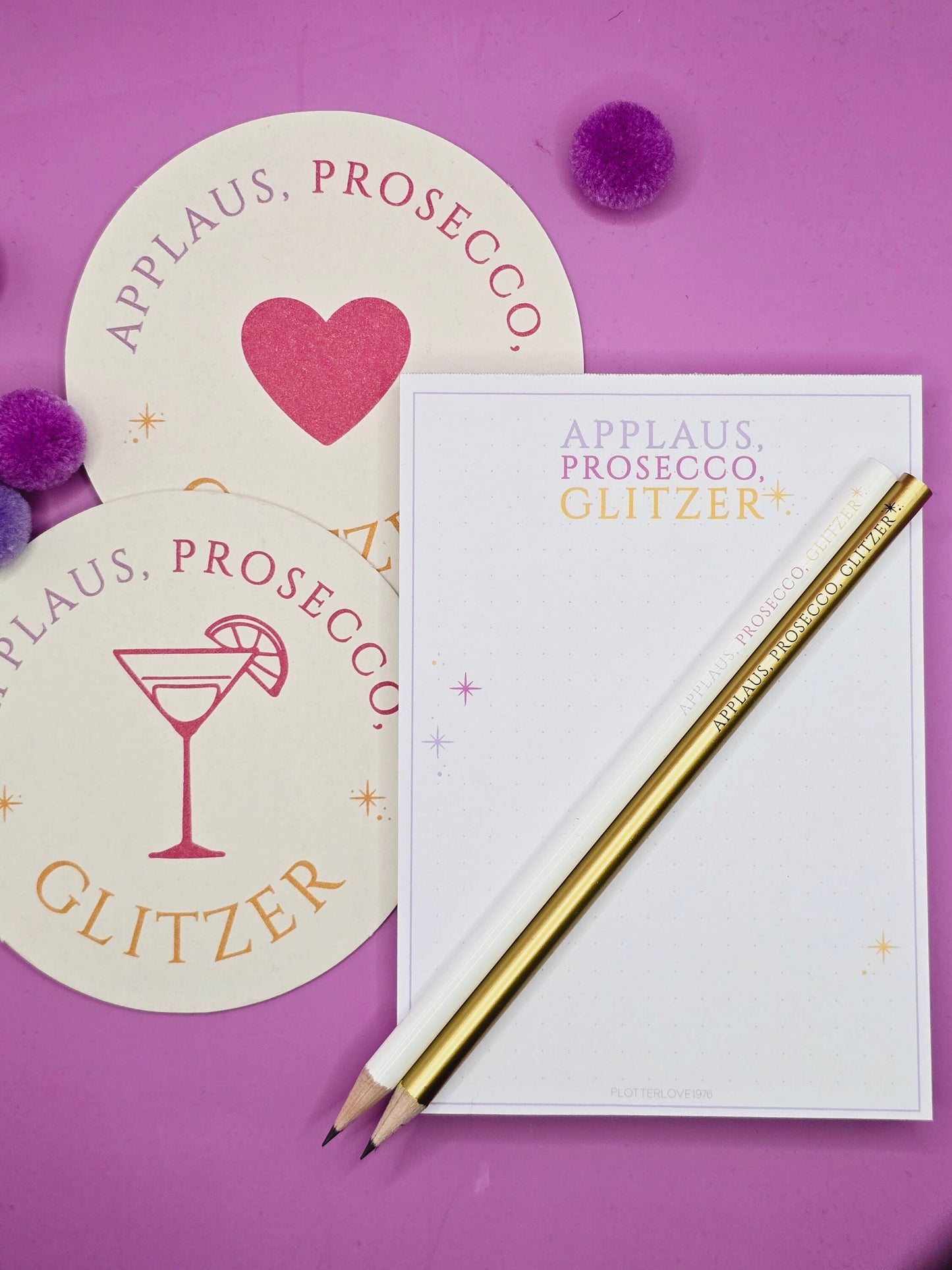 Bleistift Applaus, Prosecco, Glitzer/ gold / weiß / Kleinigkeit / Mitbringsel / Mäadelsabend / Junggeselinnenabschied/ Stift mit Spruch