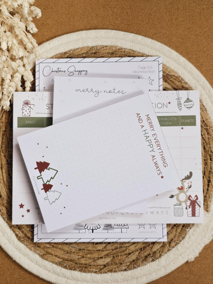 Notizblock "Merry everything and a happy always" / Weihnachten / Advent / Wichtelgeschenk / Nikolaus / Adventskalender/ A6 / 100 Blatt