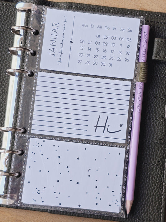 Kalender 2025 / A6 Planer / Bilder / Hülle / Kalendarium / Karten / schwarz-weiß