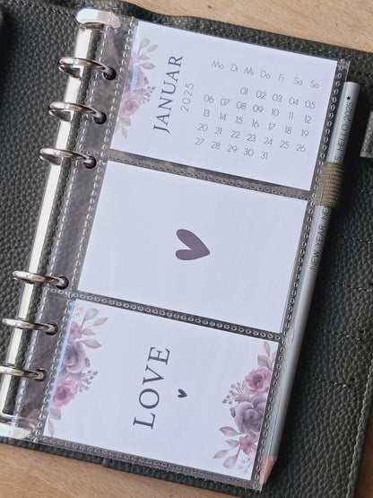 Kalender 2025 / A6 Planer / Bilder / Hülle / Kalendarium / Karten / Flower