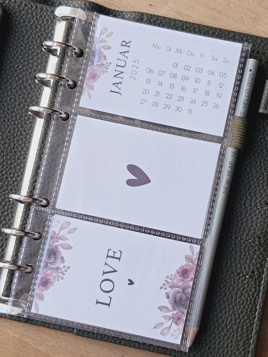 Kalender 2025 / A6 Planer / Bilder / Hülle / Kalendarium / Karten / Flower