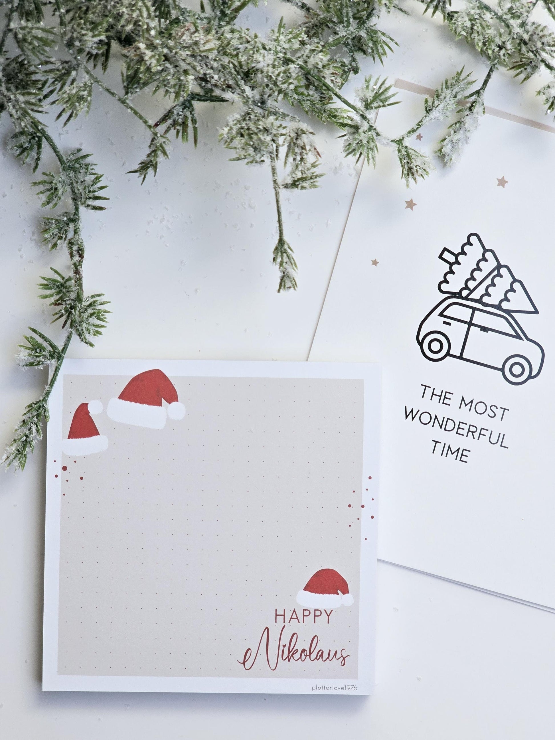 Notizblock "Happy Nikolaus" / Weihnachten / Advent / Wichtelgeschenk / Nikolaus / Adventskalender/ 105 × 105 / 100 Blatt