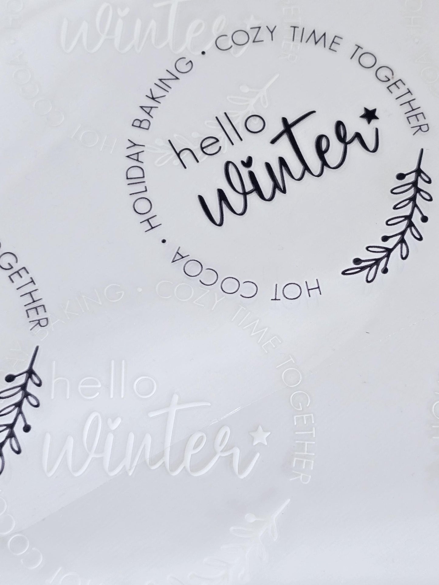 Rub On Hello Winter / Sticker / Aufkleber / schwarz / weiß / Advent / DIY / Winter / Weihnachten / Advent / Spruch / Windlicht