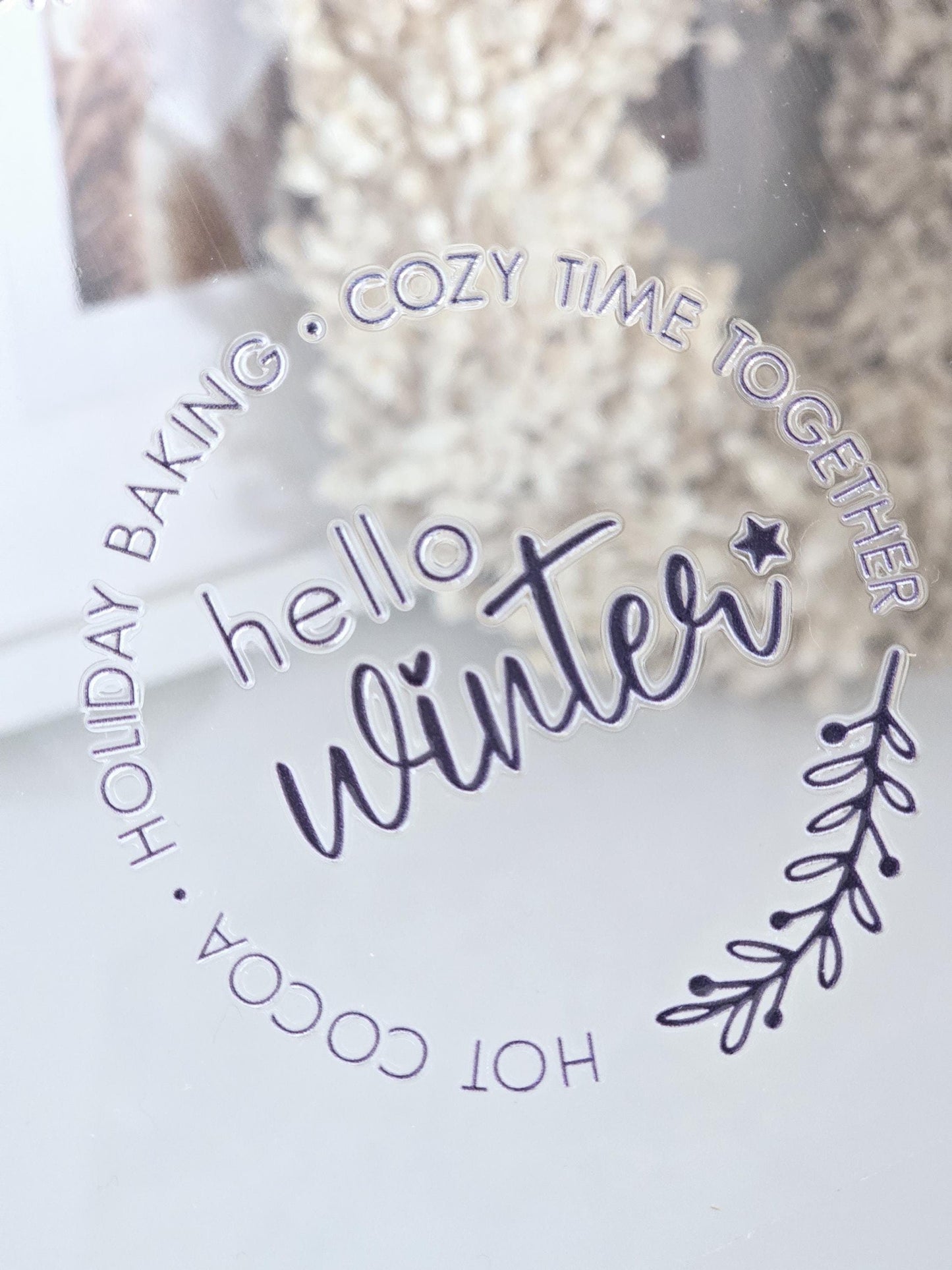Rub On Hello Winter / Sticker / Aufkleber / schwarz / weiß / Advent / DIY / Winter / Weihnachten / Advent / Spruch / Windlicht
