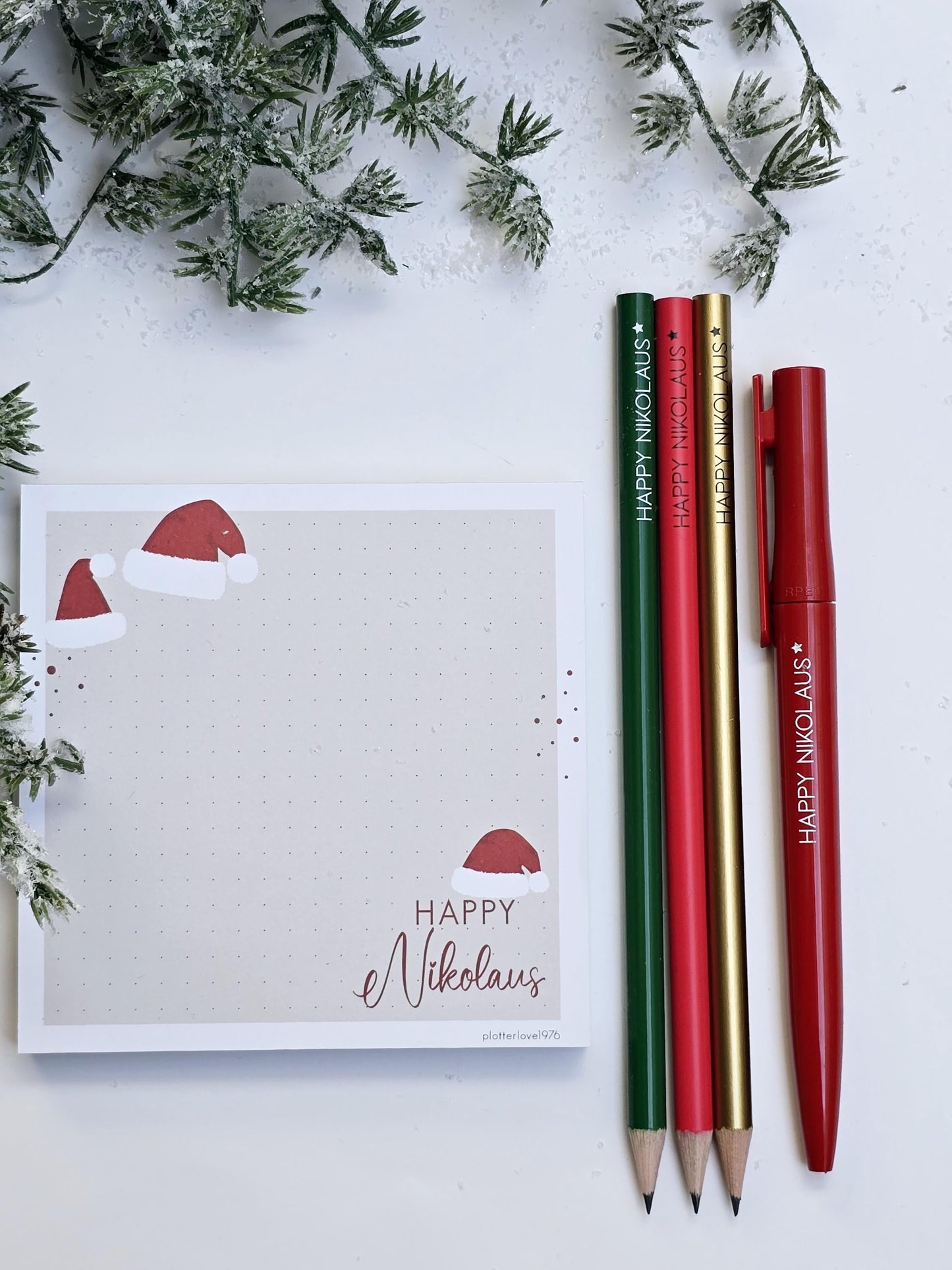 Notizblock "Happy Nikolaus" / Weihnachten / Advent / Wichtelgeschenk / Nikolaus / Adventskalender/ 105 × 105 / 100 Blatt
