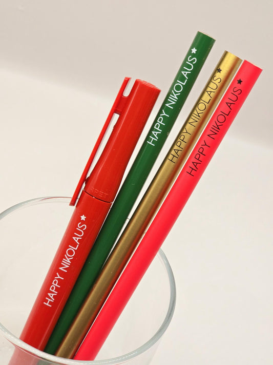 Bleistift Nikolaus / Kugelschreiber / Advent / Wichtelgeschenk / Weihnachten/ Adventskalender / 3 Farben