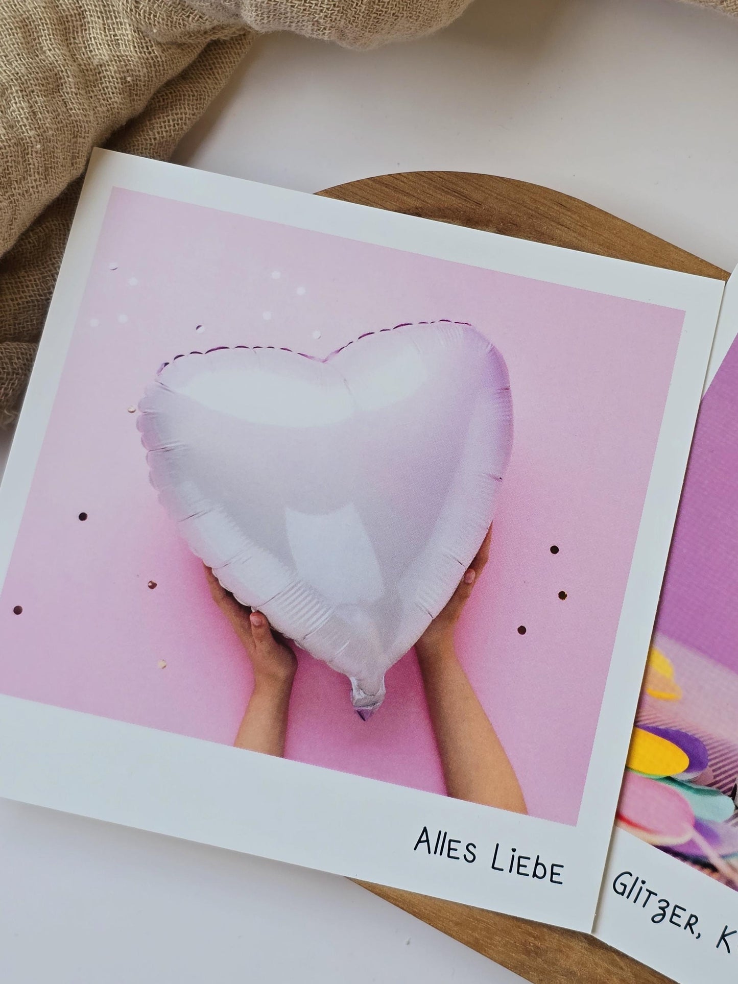 Postkarte Alles Liebe / Umschlag / quadratisch / Kleinigkeit / Geschenk / Geburtstag / Genesung / Abschied