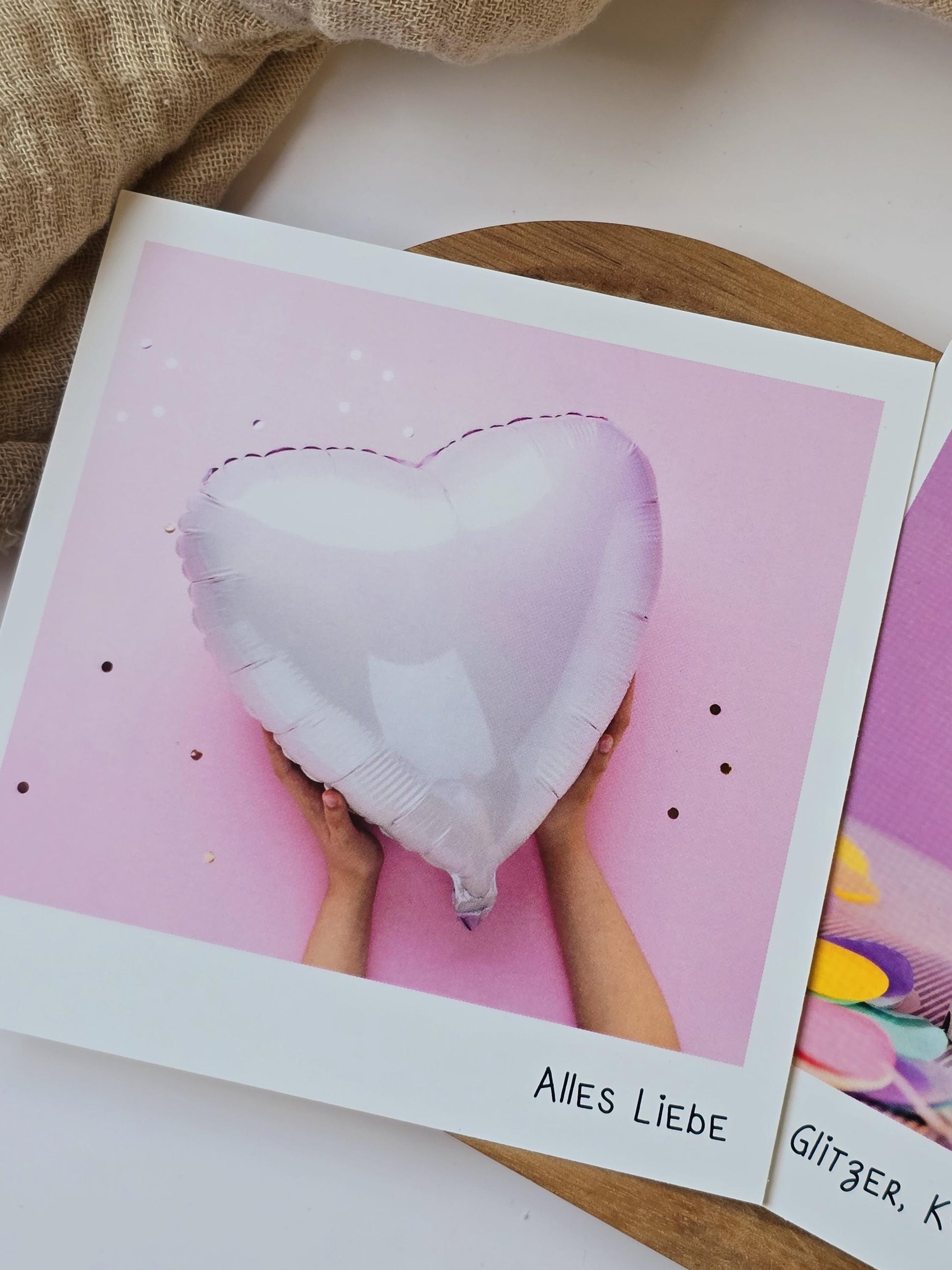 Postkarte Alles Liebe / Umschlag / quadratisch / Kleinigkeit / Geschenk / Geburtstag / Genesung / Abschied