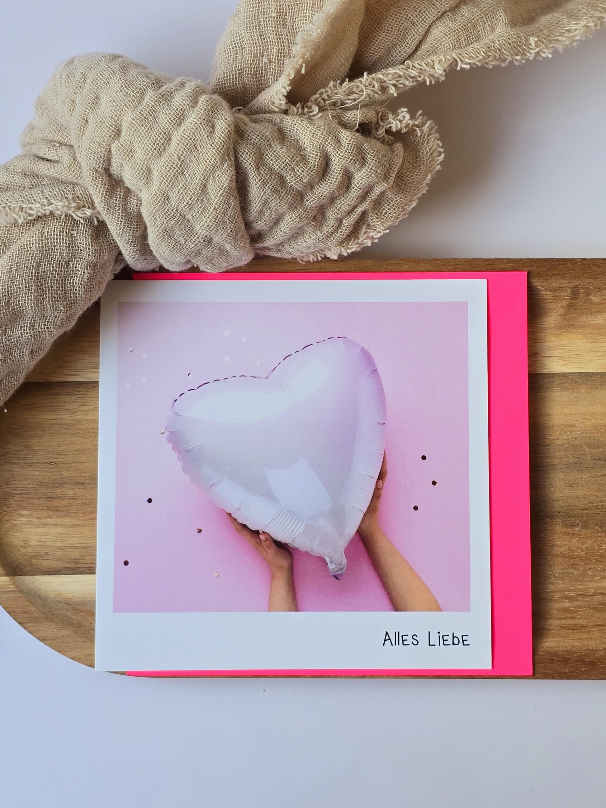 Postkarte Alles Liebe / Umschlag / quadratisch / Kleinigkeit / Geschenk / Geburtstag / Genesung / Abschied