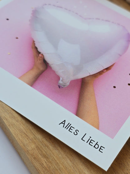 Postkarte Alles Liebe / Umschlag / quadratisch / Kleinigkeit / Geschenk / Geburtstag / Genesung / Abschied