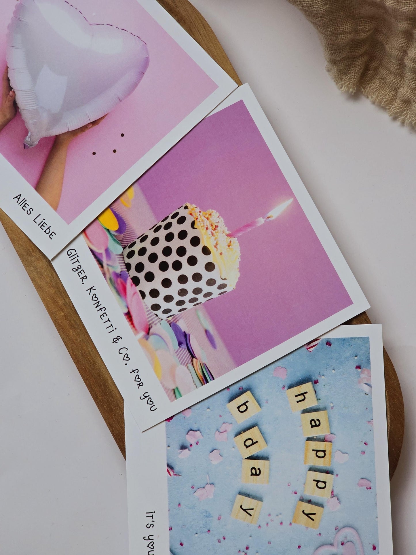 Postkarte Alles Liebe / Umschlag / quadratisch / Kleinigkeit / Geschenk / Geburtstag / Genesung / Abschied