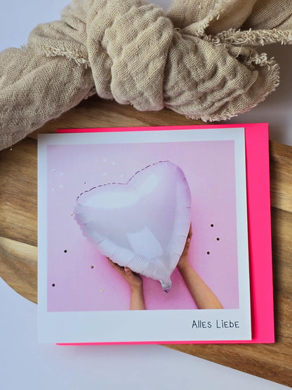 Postkarte Alles Liebe / Umschlag / quadratisch / Kleinigkeit / Geschenk / Geburtstag / Genesung / Abschied