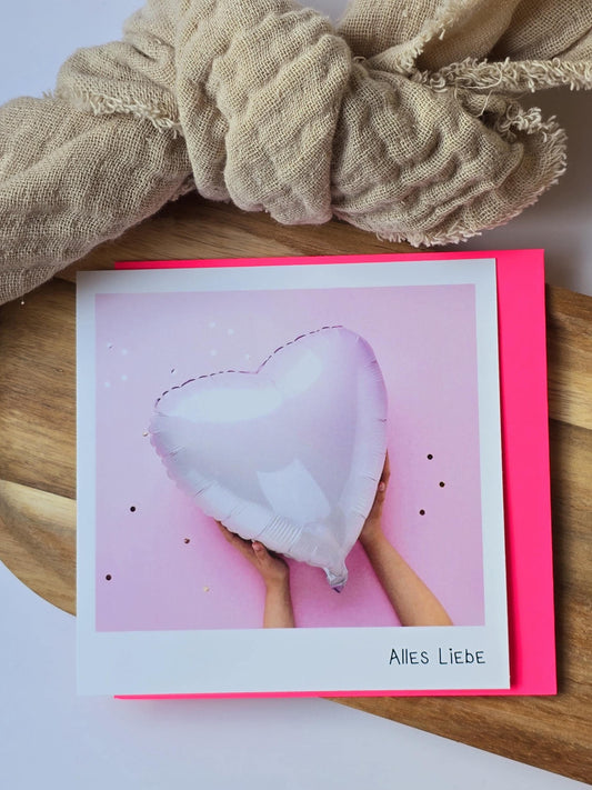 Postkarte Alles Liebe / Umschlag / quadratisch / Kleinigkeit / Geschenk / Geburtstag / Genesung / Abschied