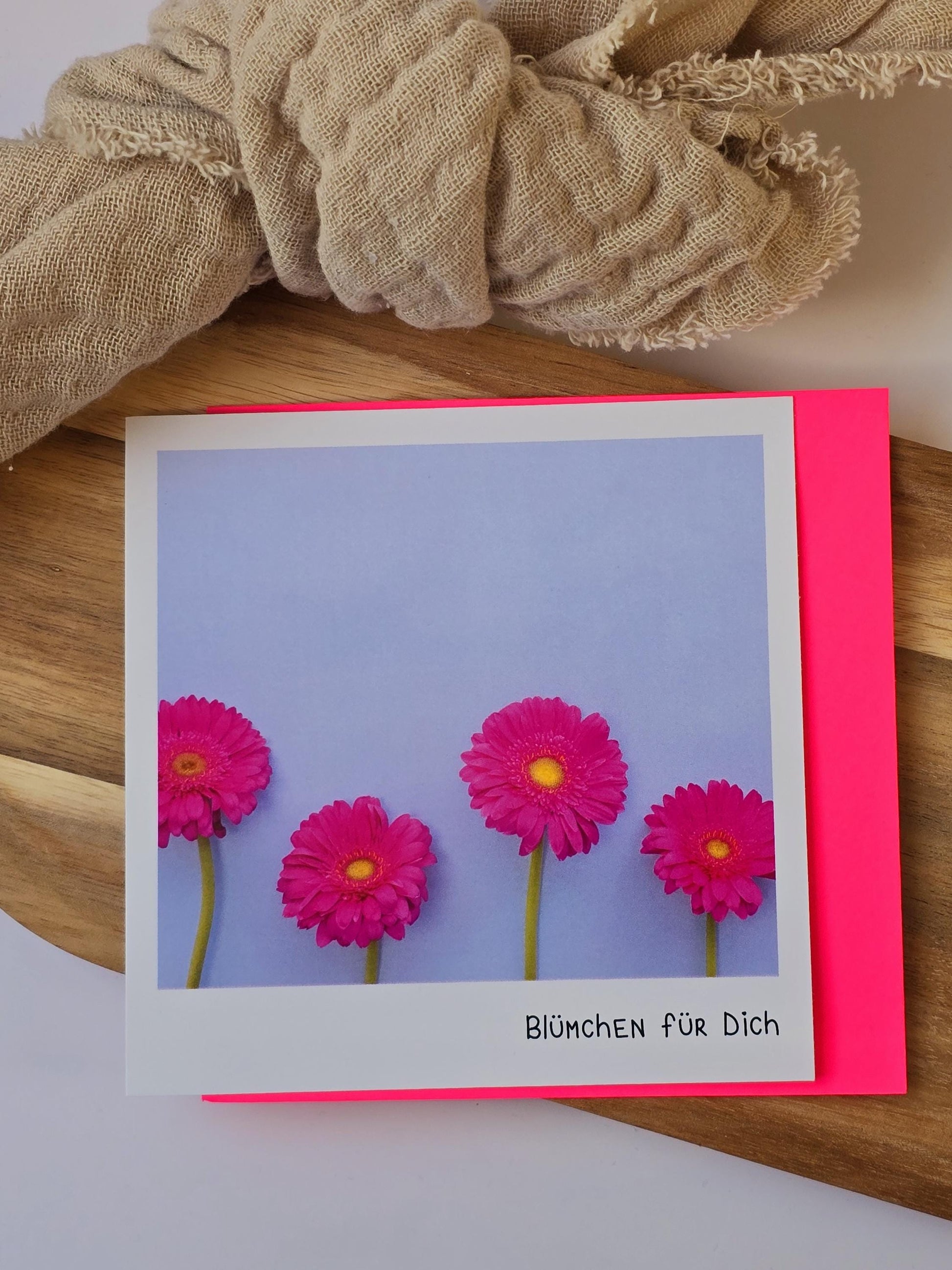 Postkarte Blümchen für Dich / Umschlag / quadratisch / Kleinigkeit / Geschenk / Geburtstag / Genesung / Abschied