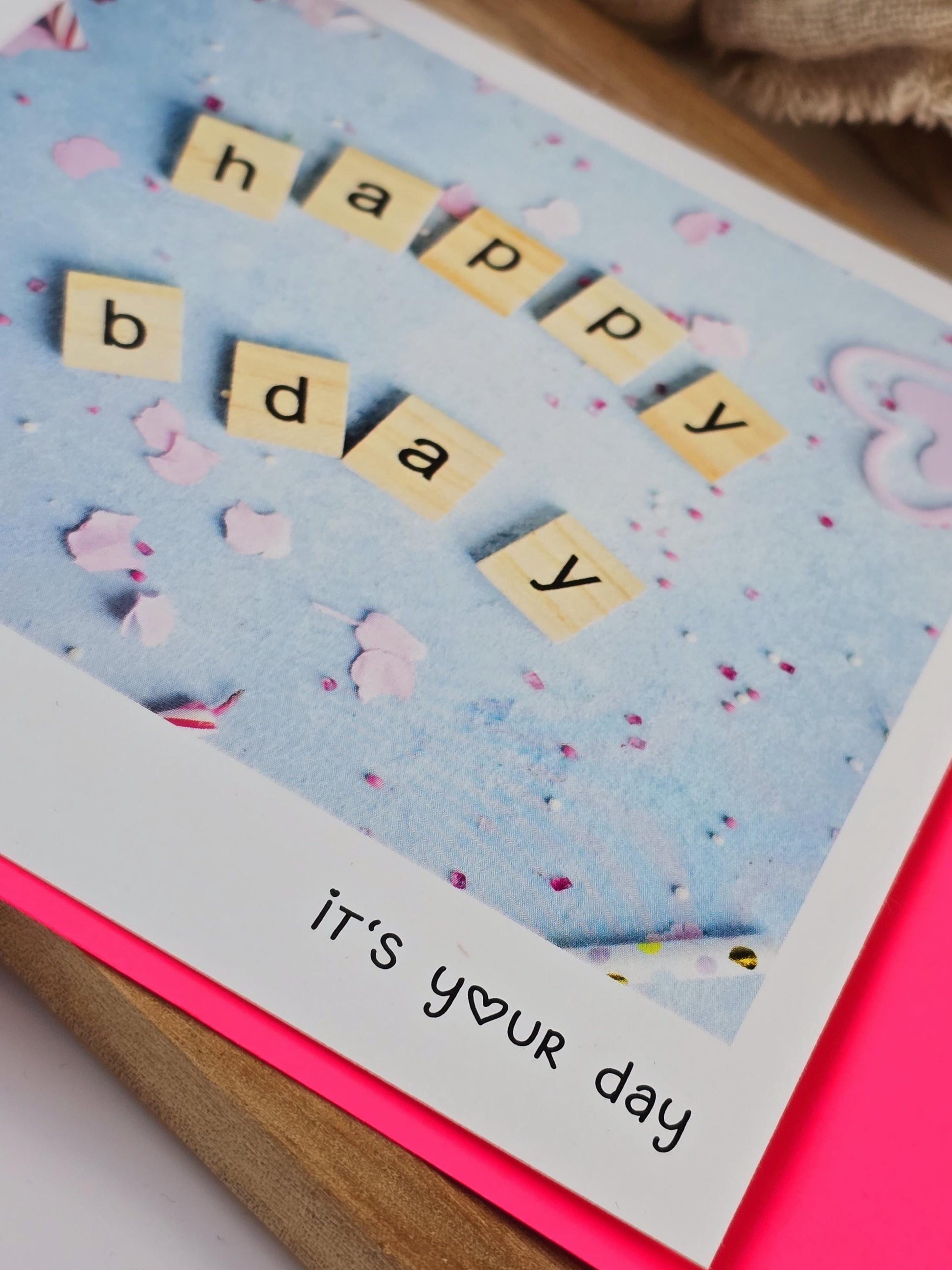 Postkarte Happy Birthday / Umschlag / quadratisch / Kleinigkeit / Geschenk / Geburtstag / Genesung / Abschied