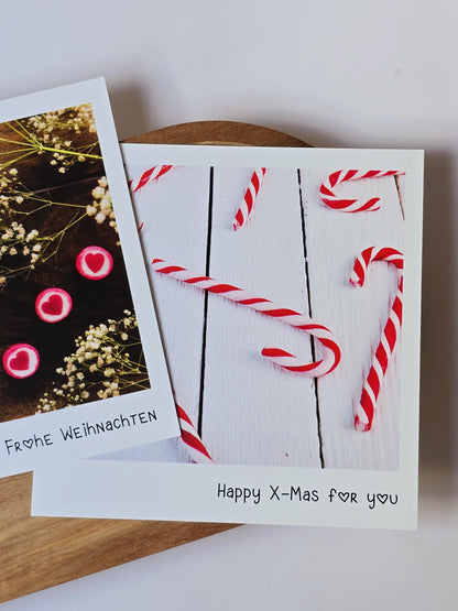 Postkarte Happy X-Mas for you / Umschlag / quadratisch / Kleinigkeit / Geschenk / Weihnachten / Adventskalender / Wichtelgeschenk