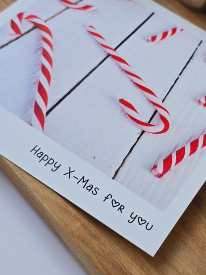Postkarte Happy X-Mas for you / Umschlag / quadratisch / Kleinigkeit / Geschenk / Weihnachten / Adventskalender / Wichtelgeschenk