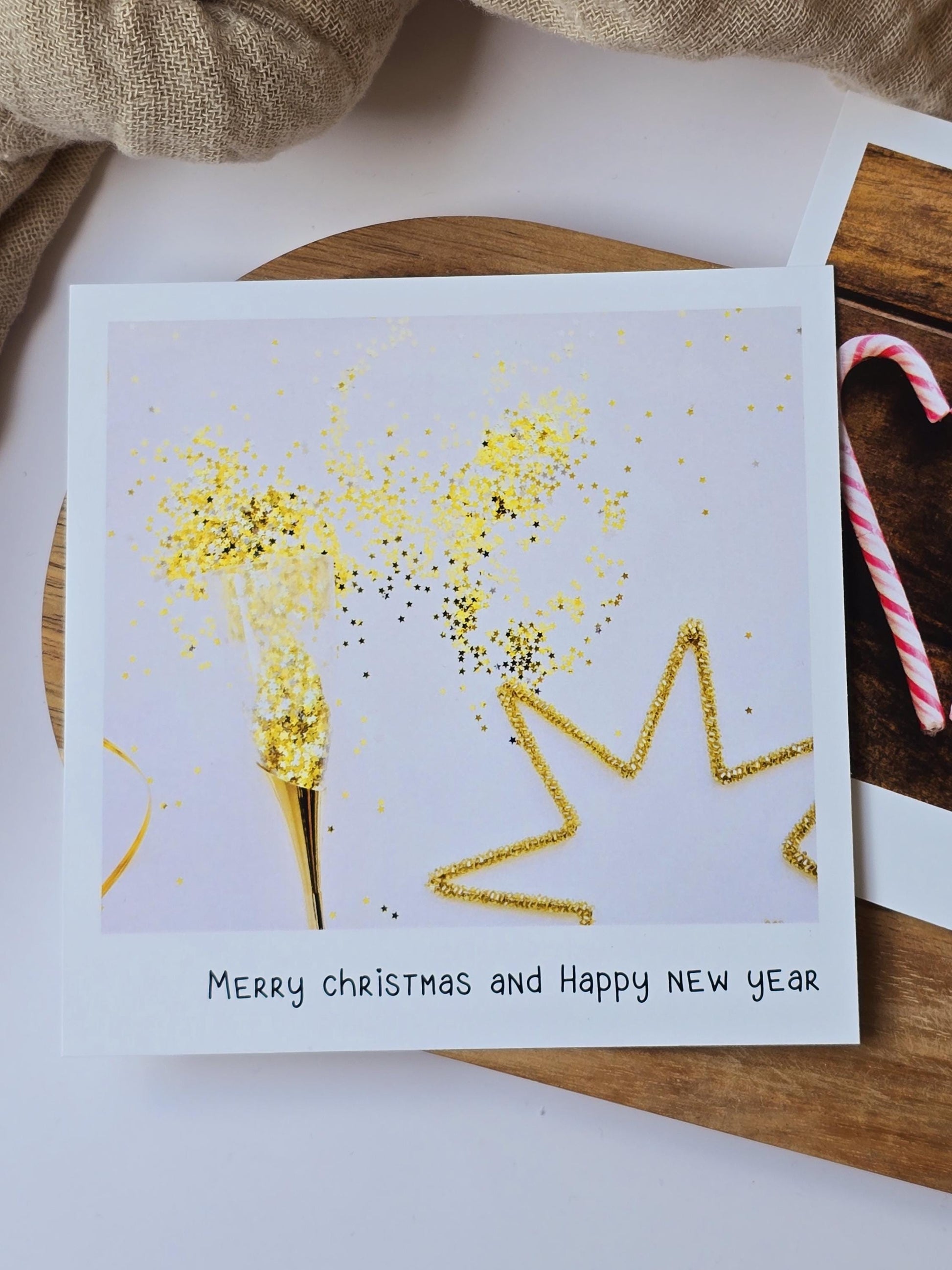 Postkarte Merry Christmas / Umschlag / quadratisch / Kleinigkeit / Geschenk / Geburtstag / Weihnachten / Silvester / Wichtelgeschenk