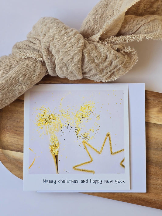 Postkarte Merry Christmas / Umschlag / quadratisch / Kleinigkeit / Geschenk / Geburtstag / Weihnachten / Silvester / Wichtelgeschenk