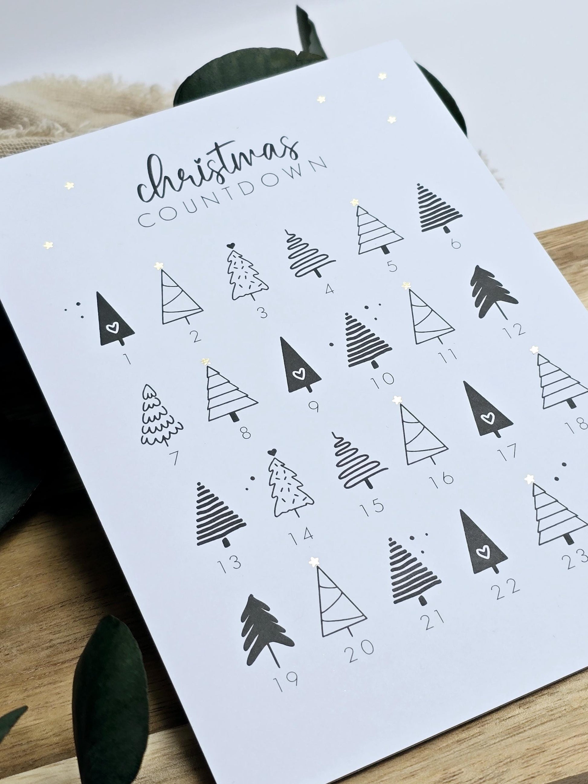 Postkarte Christmas Countdown / Adventskalender / Wunschzettel / Weihnachten / Wichtelgeschenk / Kleinigkeit / Geschenk / Geburtstag