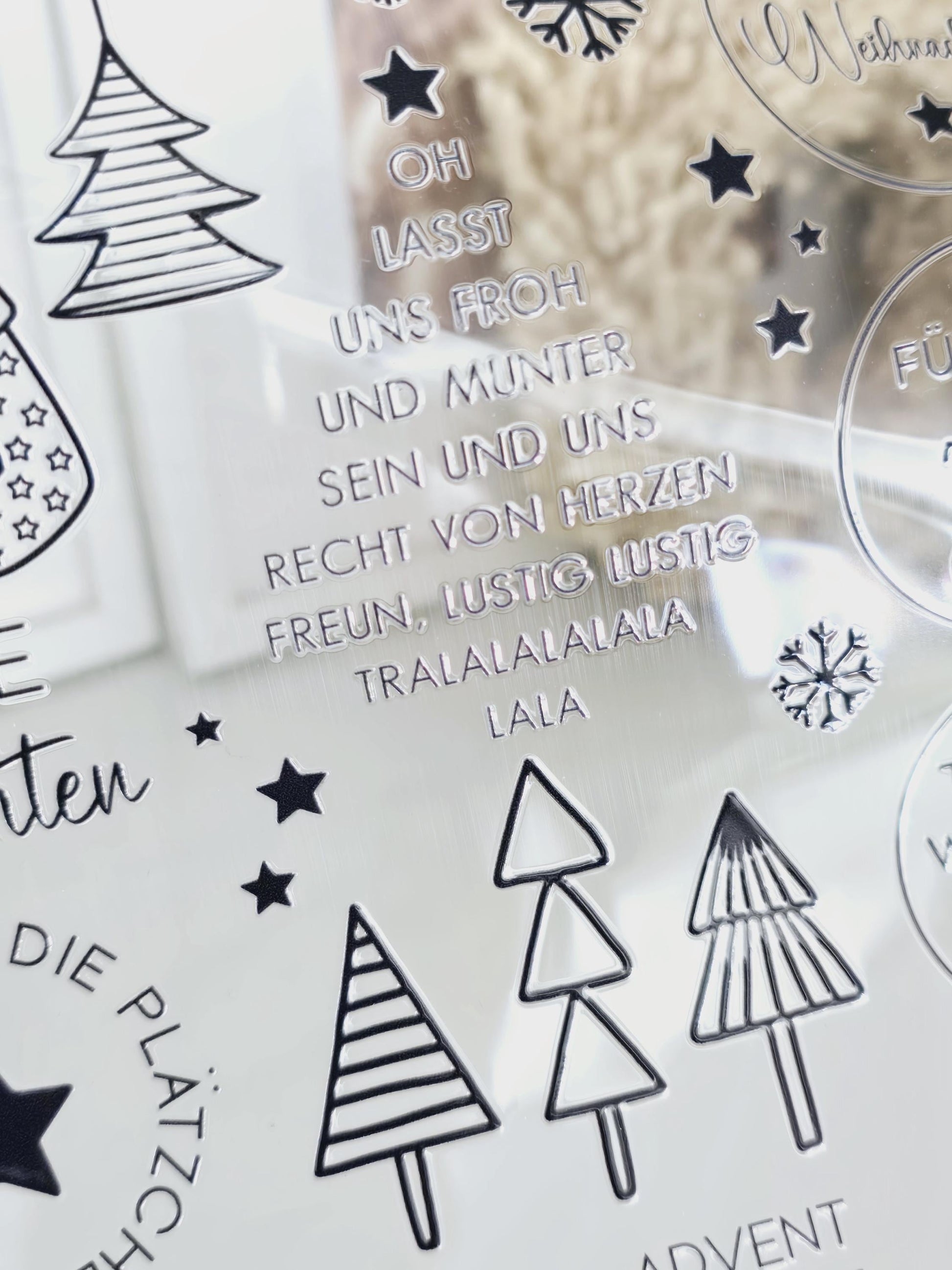 Rub On Weihnachten / 25 Sticker / schwarz / weiß / A4 Seite / Aufkleber / DIY / Zuhause / Geschenk / Deko / Spruch / Advent / Nikolaus