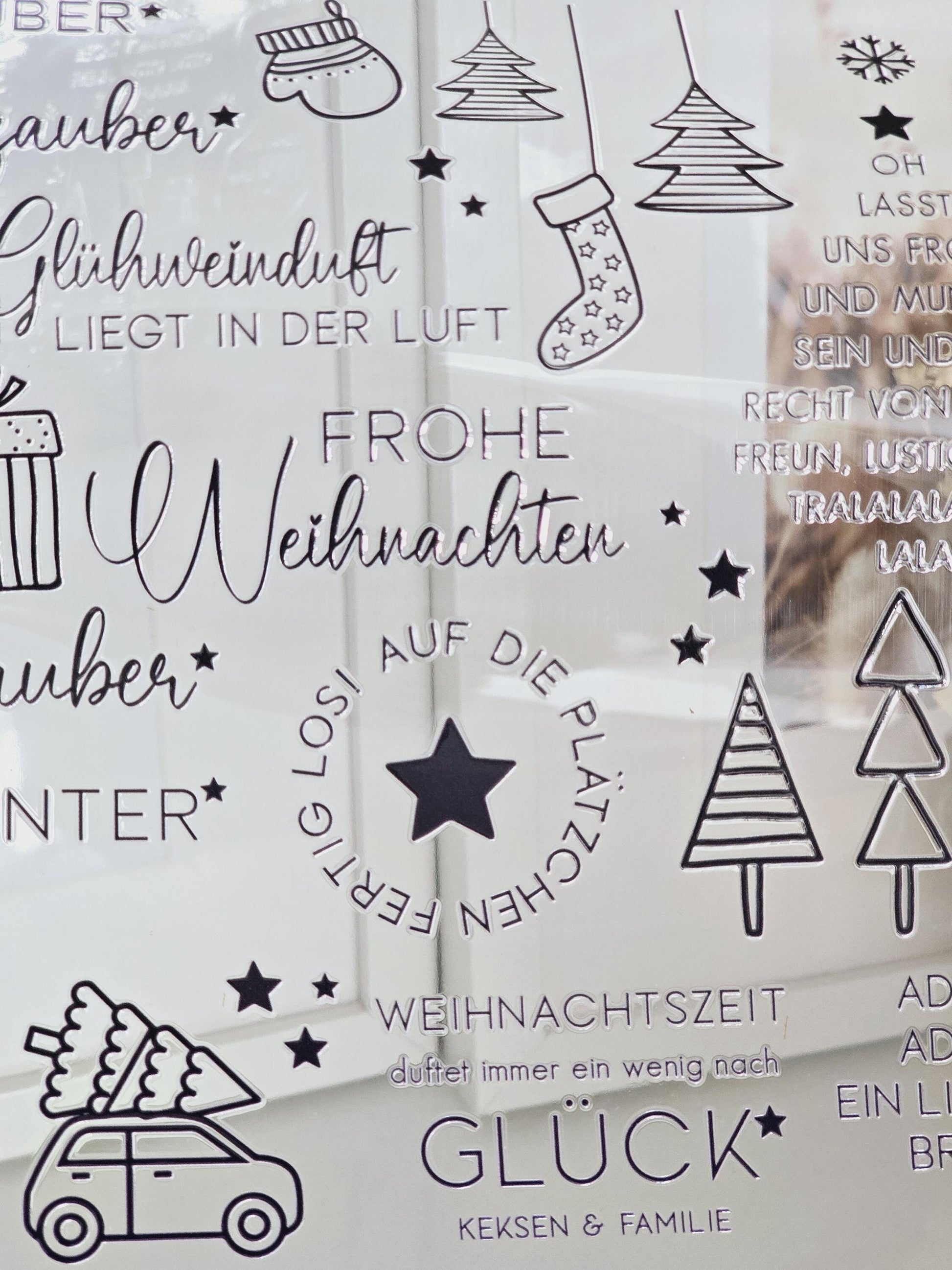 Rub On Weihnachten / 25 Sticker / schwarz / weiß / A4 Seite / Aufkleber / DIY / Zuhause / Geschenk / Deko / Spruch / Advent / Nikolaus
