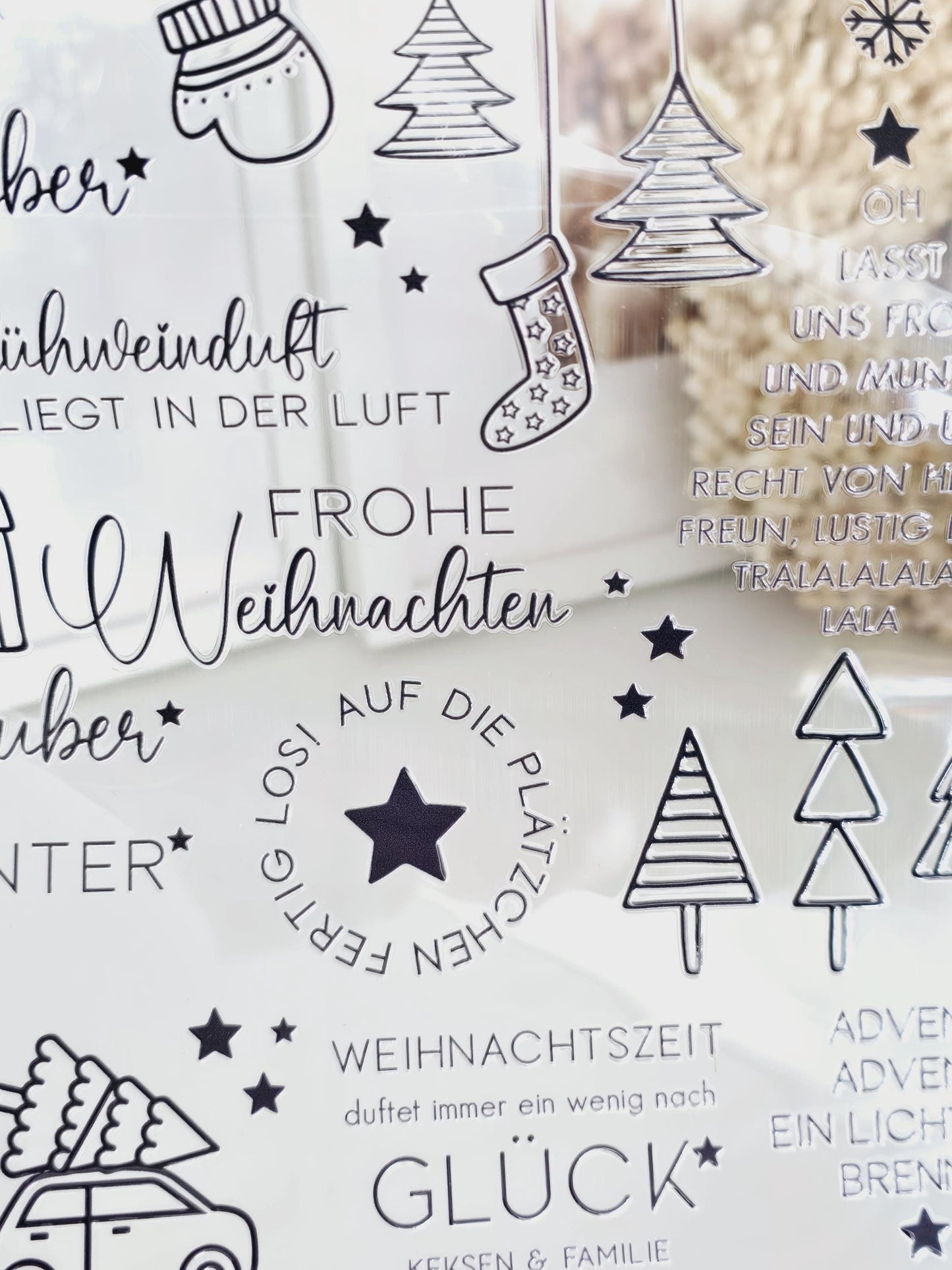 Rub On Weihnachten / 25 Sticker / schwarz / weiß / A4 Seite / Aufkleber / DIY / Zuhause / Geschenk / Deko / Spruch / Advent / Nikolaus