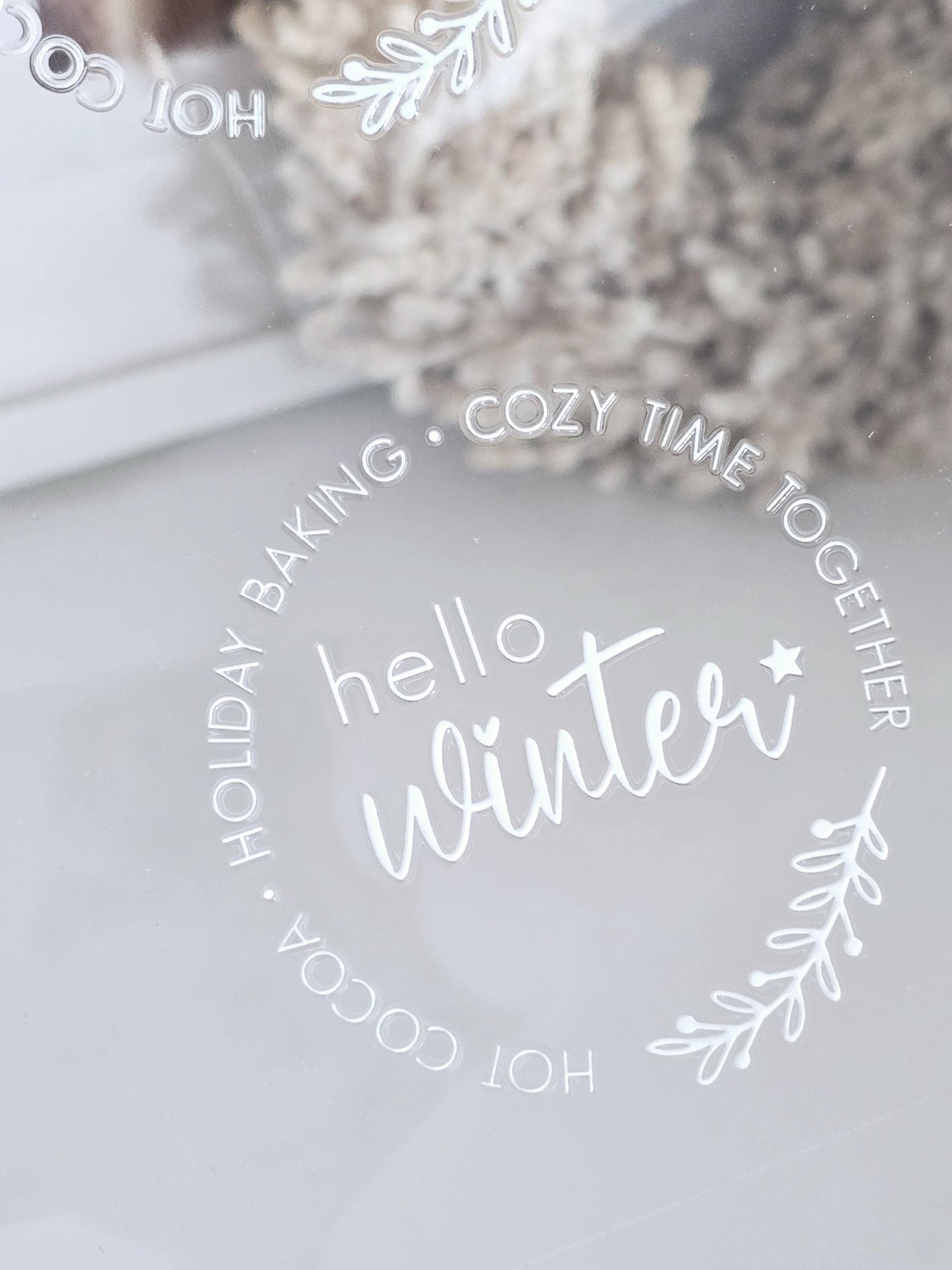Rub On Hello Winter / Sticker / Aufkleber / schwarz / weiß / Advent / DIY / Winter / Weihnachten / Advent / Spruch / Windlicht