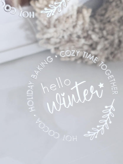 Rub On Hello Winter / Sticker / Aufkleber / schwarz / weiß / Advent / DIY / Winter / Weihnachten / Advent / Spruch / Windlicht