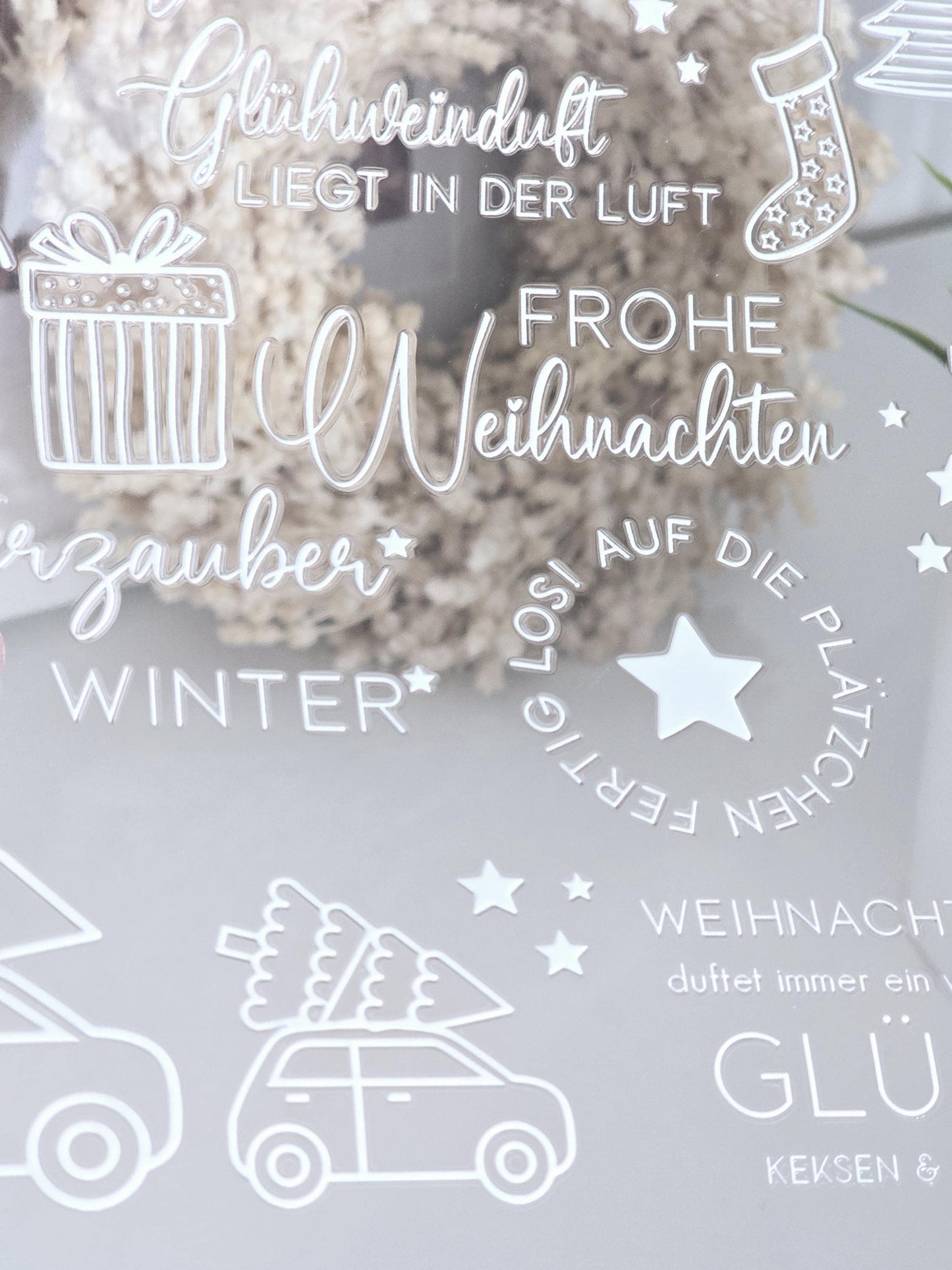 Rub On Weihnachten / 25 Sticker / schwarz / weiß / A4 Seite / Aufkleber / DIY / Zuhause / Geschenk / Deko / Spruch / Advent / Nikolaus