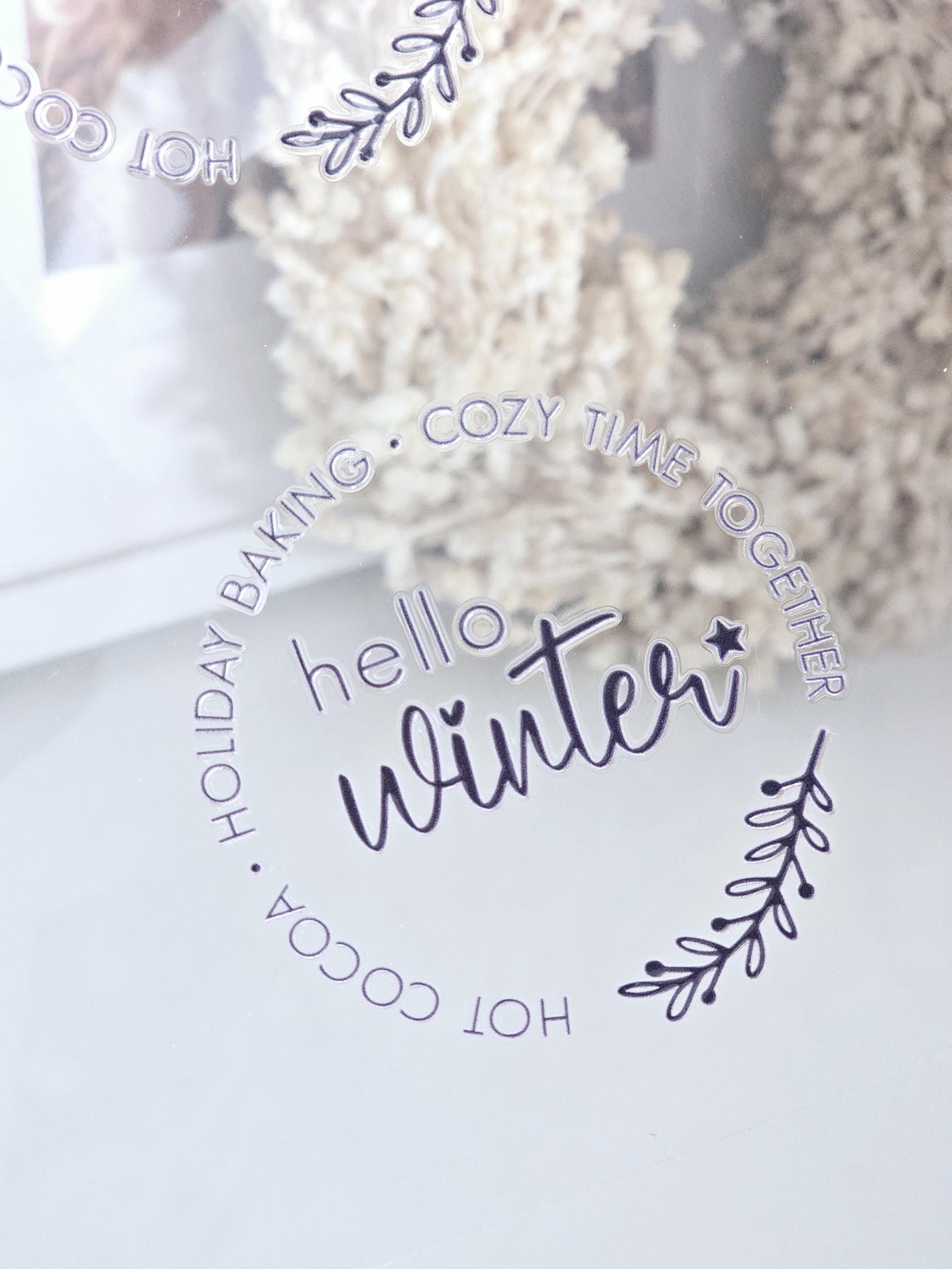 Rub On Hello Winter / Sticker / Aufkleber / schwarz / weiß / Advent / DIY / Winter / Weihnachten / Advent / Spruch / Windlicht