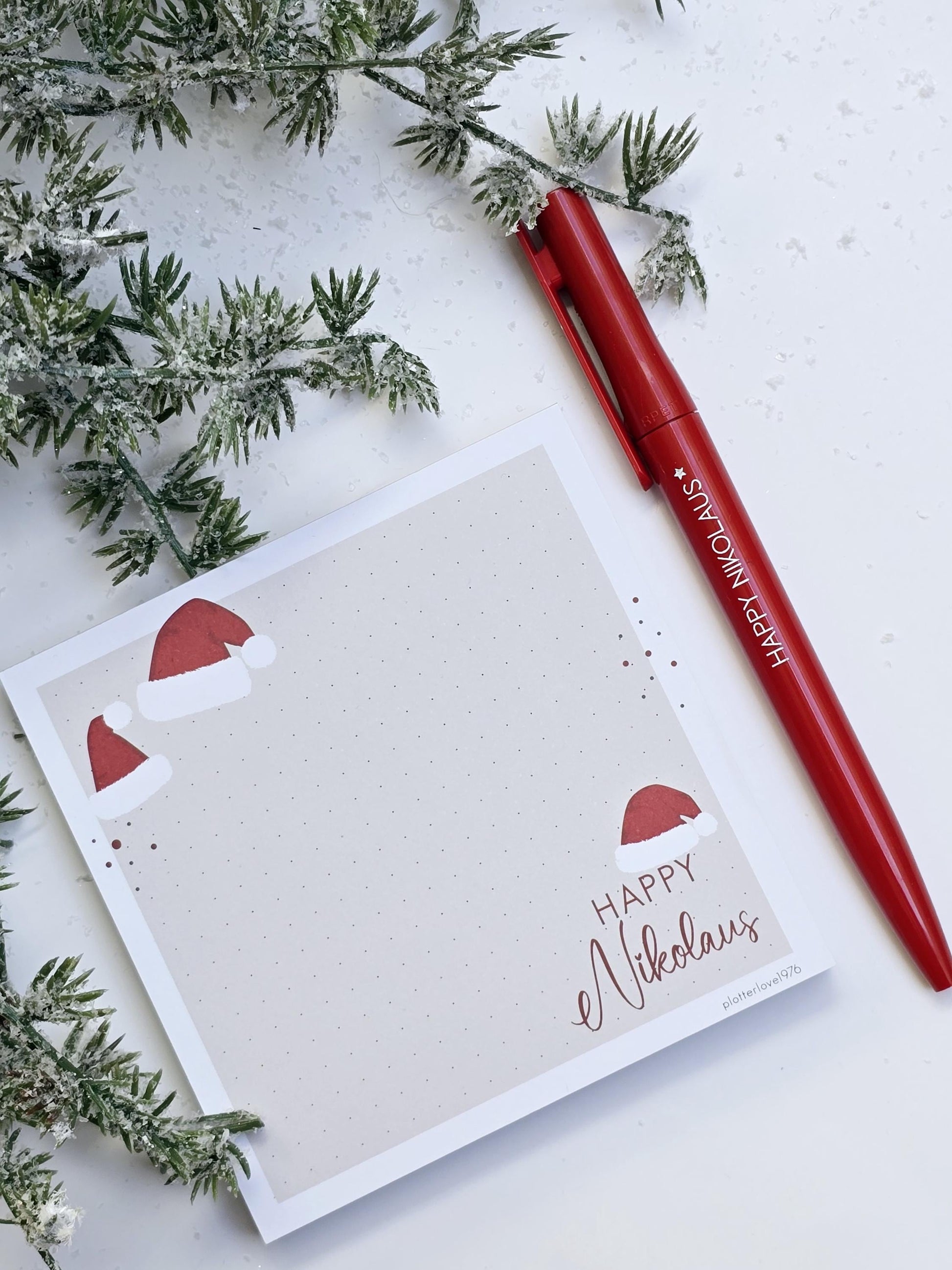 Notizblock "Happy Nikolaus" / Weihnachten / Advent / Wichtelgeschenk / Nikolaus / Adventskalender/ 105 × 105 / 100 Blatt