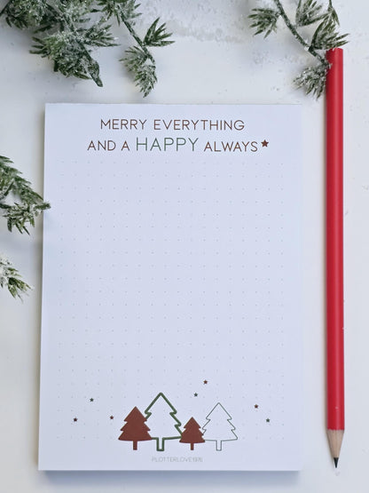 Notizblock "Merry everything and a happy always" / Weihnachten / Advent / Wichtelgeschenk / Nikolaus / Adventskalender/ A6 / 100 Blatt