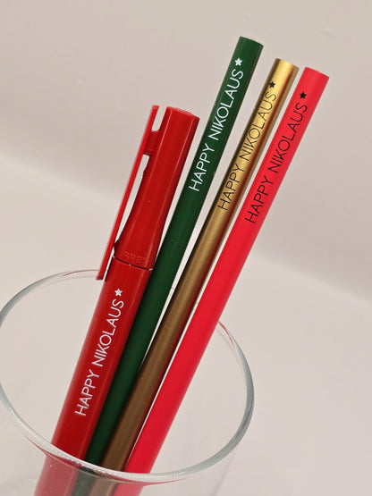Bleistift Nikolaus / Kugelschreiber / Advent / Wichtelgeschenk / Weihnachten/ Adventskalender / 3 Farben