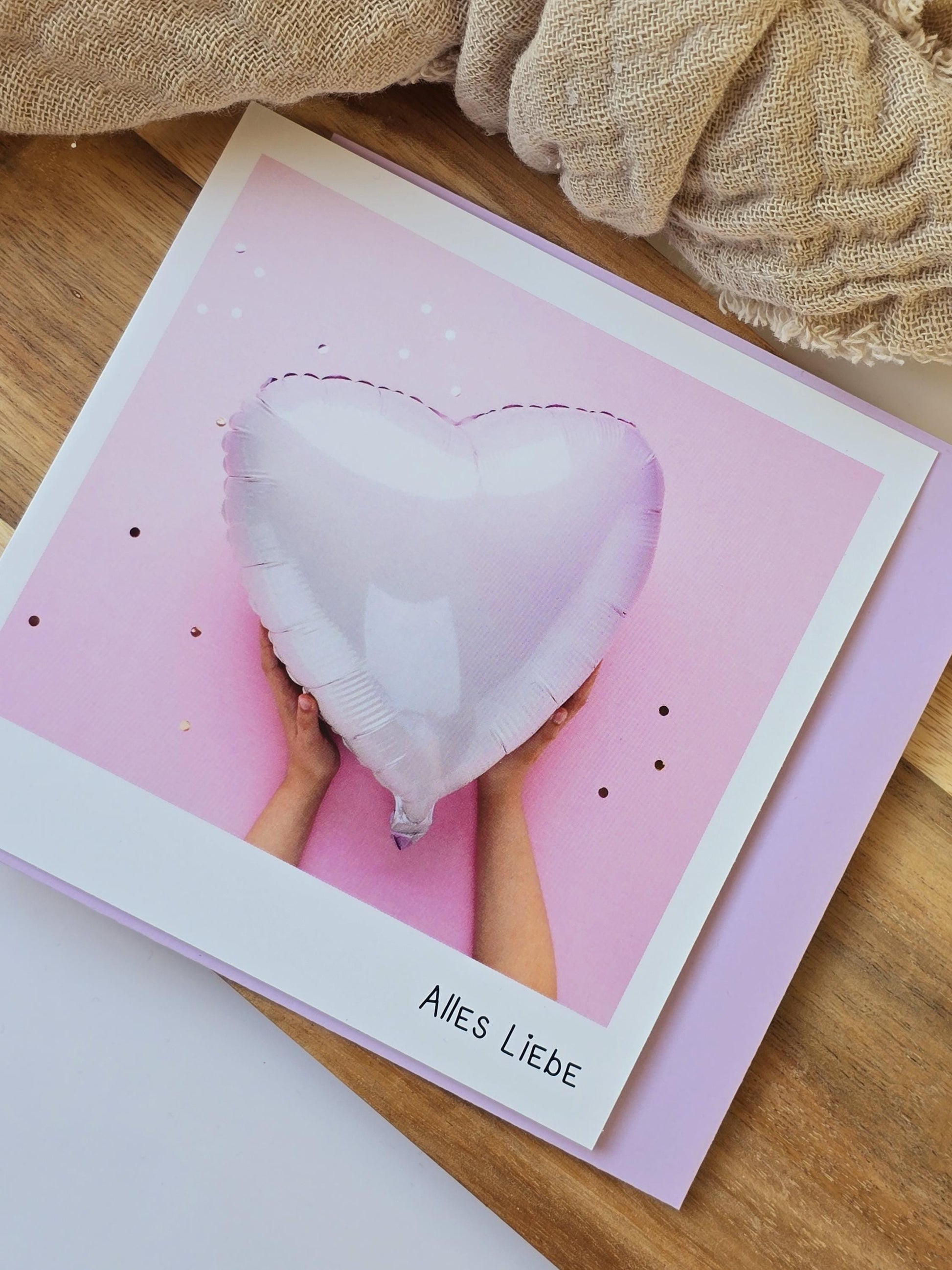 Postkarte Alles Liebe / Umschlag / quadratisch / Kleinigkeit / Geschenk / Geburtstag / Genesung / Abschied
