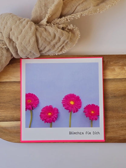 Postkarte Blümchen für Dich / Umschlag / quadratisch / Kleinigkeit / Geschenk / Geburtstag / Genesung / Abschied