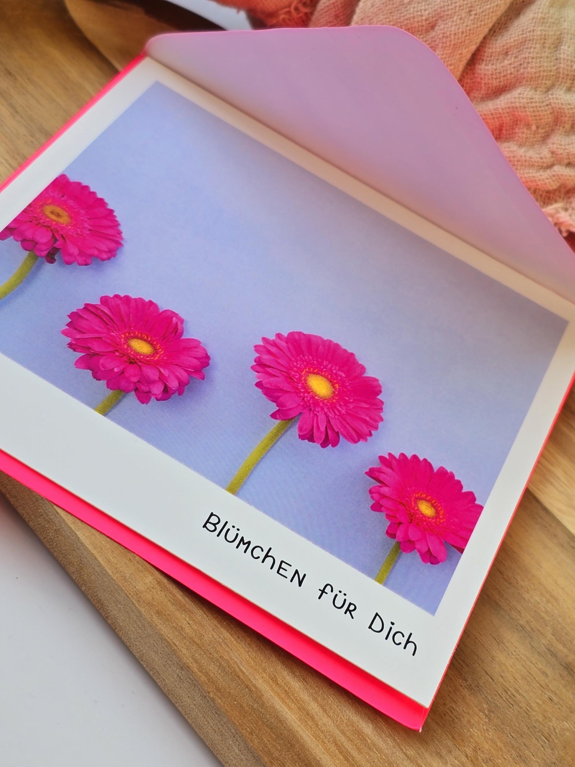 Postkarte Blümchen für Dich / Umschlag / quadratisch / Kleinigkeit / Geschenk / Geburtstag / Genesung / Abschied