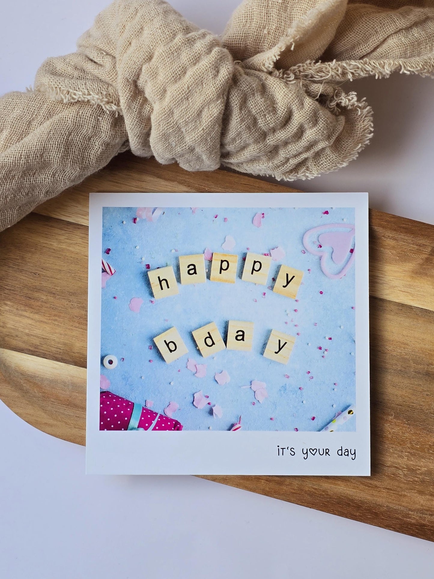 Postkarte Happy Birthday / Umschlag / quadratisch / Kleinigkeit / Geschenk / Geburtstag / Genesung / Abschied