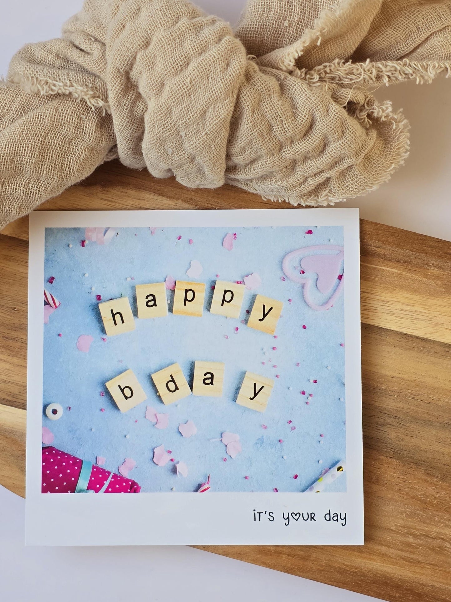 Postkarte Happy Birthday / Umschlag / quadratisch / Kleinigkeit / Geschenk / Geburtstag / Genesung / Abschied