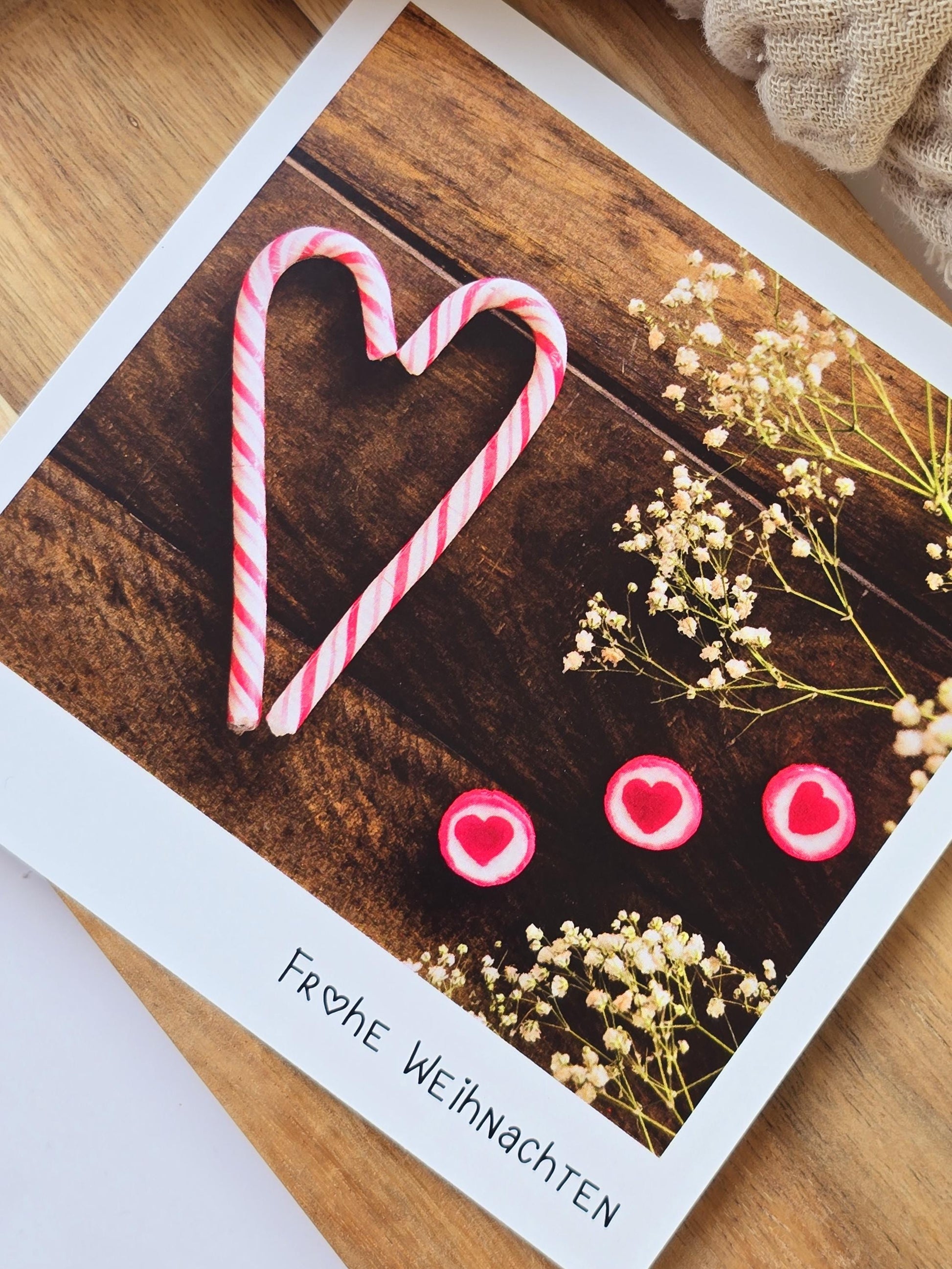 Postkarte Frohe Weihnachten / Umschlag / quadratisch / Kleinigkeit / Geschenk / Nikolaus /Weihnachten / Advent / Wichtelgeschenk