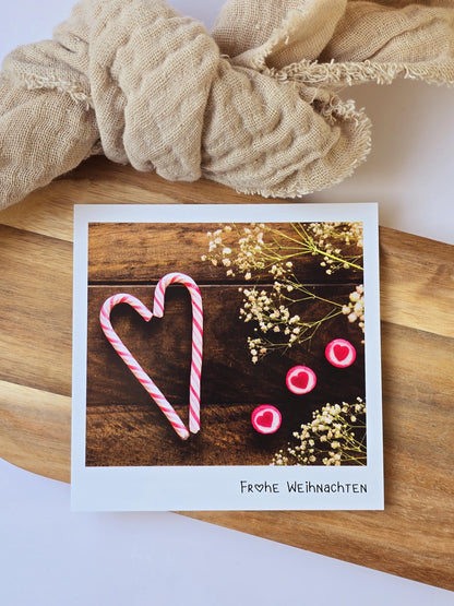 Postkarte Frohe Weihnachten / Umschlag / quadratisch / Kleinigkeit / Geschenk / Nikolaus /Weihnachten / Advent / Wichtelgeschenk