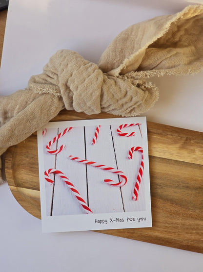 Postkarte Happy X-Mas for you / Umschlag / quadratisch / Kleinigkeit / Geschenk / Weihnachten / Adventskalender / Wichtelgeschenk