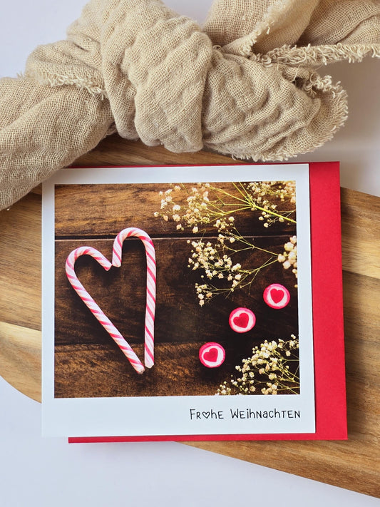 Postkarte Frohe Weihnachten / Umschlag / quadratisch / Kleinigkeit / Geschenk / Nikolaus /Weihnachten / Advent / Wichtelgeschenk
