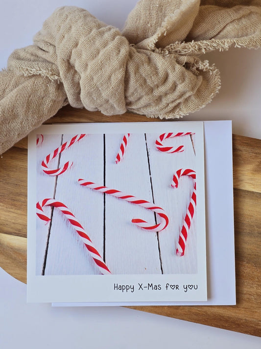 Postkarte Happy X-Mas for you / Umschlag / quadratisch / Kleinigkeit / Geschenk / Weihnachten / Adventskalender / Wichtelgeschenk