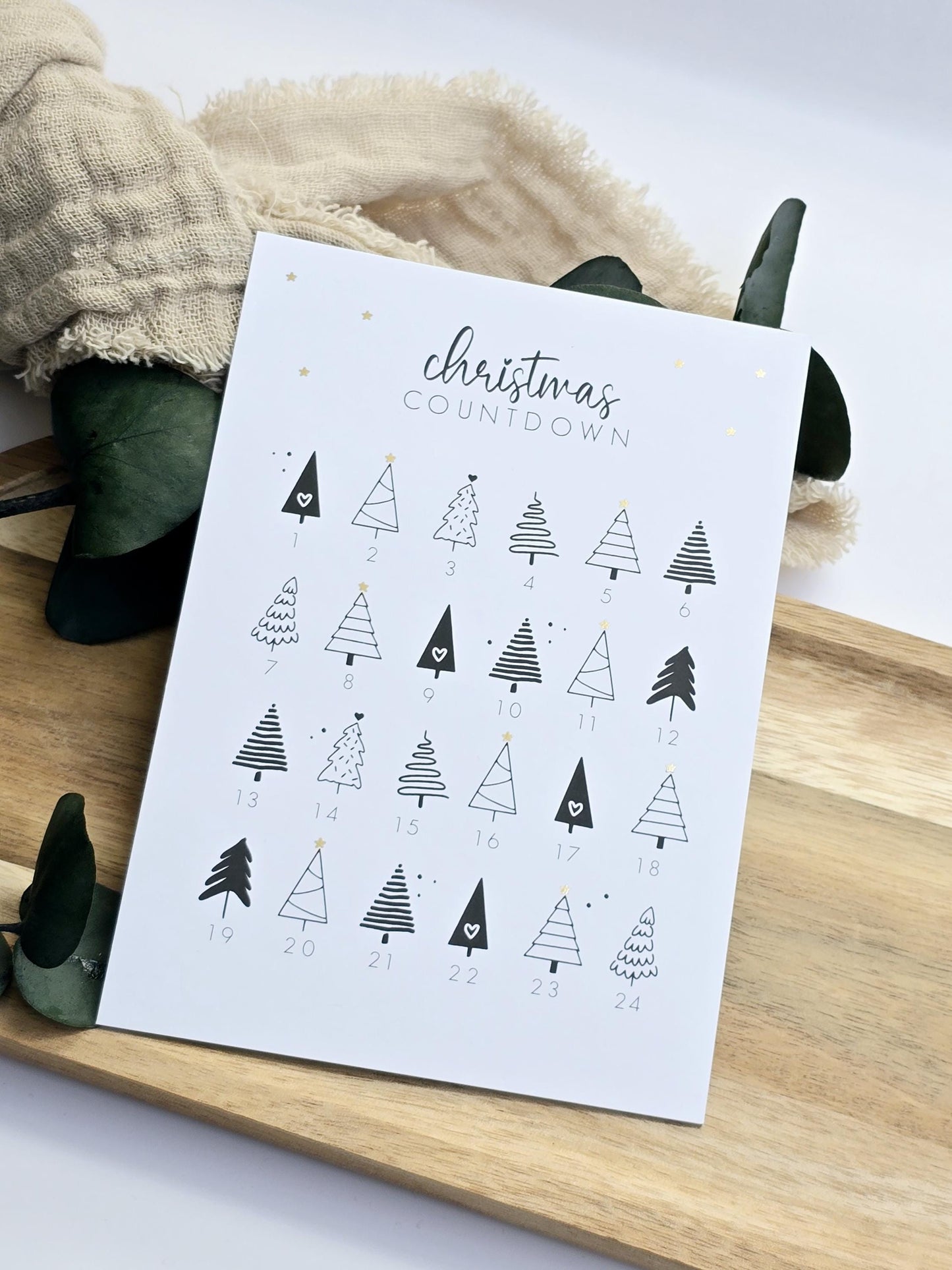 Postkarte Christmas Countdown / Adventskalender / Wunschzettel / Weihnachten / Wichtelgeschenk / Kleinigkeit / Geschenk / Geburtstag