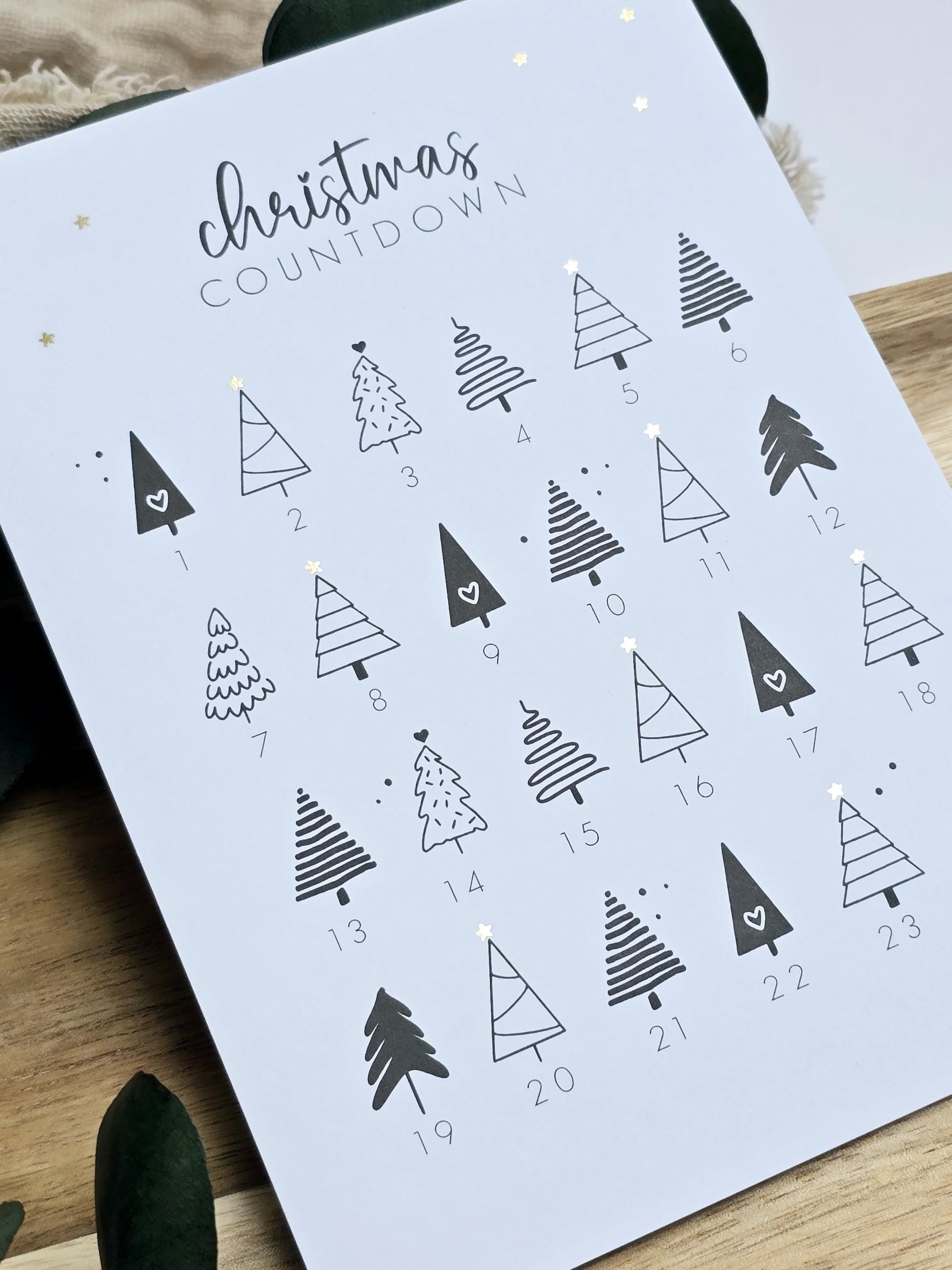 Postkarte Christmas Countdown / Adventskalender / Wunschzettel / Weihnachten / Wichtelgeschenk / Kleinigkeit / Geschenk / Geburtstag