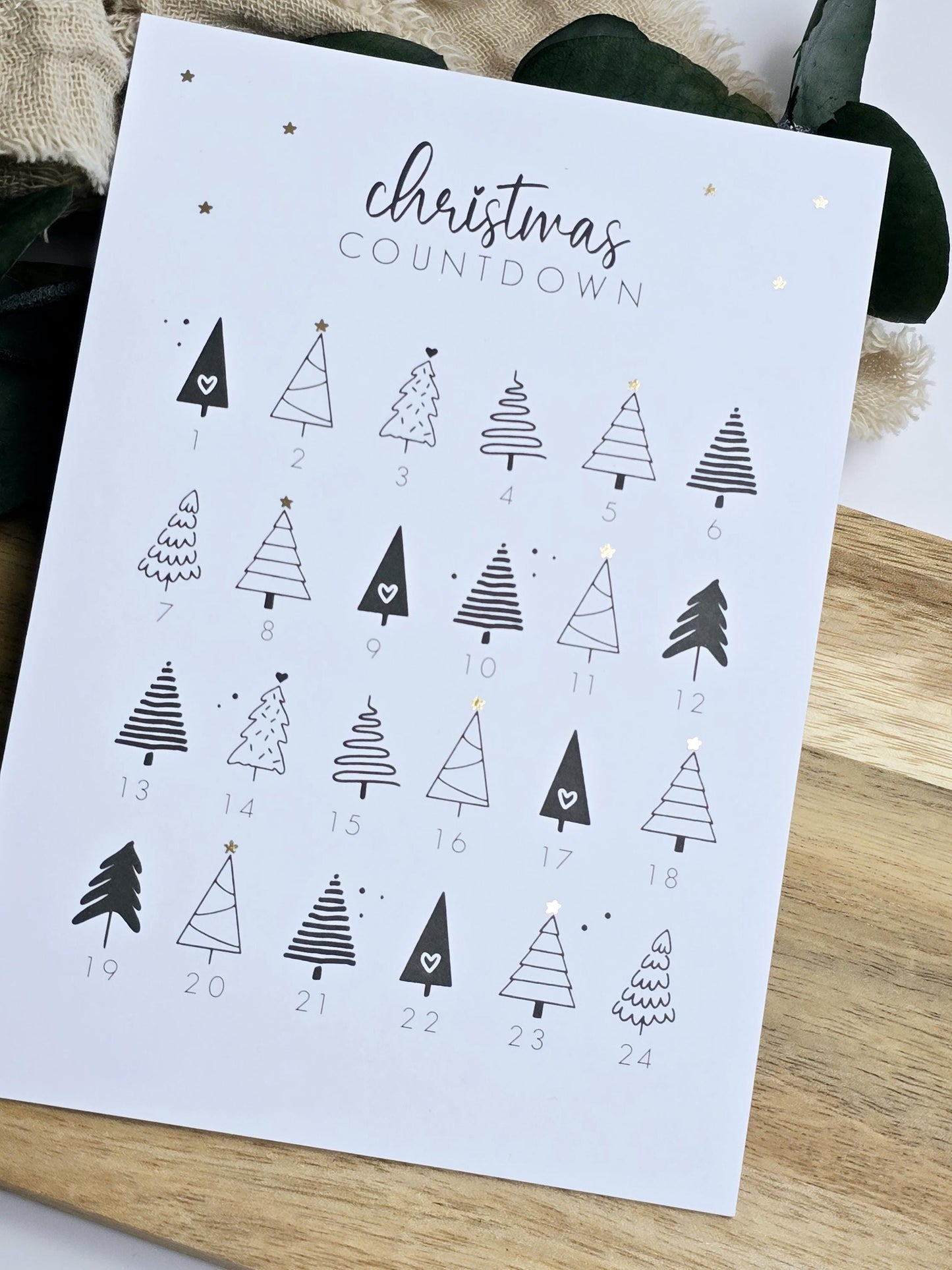 Postkarte Christmas Countdown / Adventskalender / Wunschzettel / Weihnachten / Wichtelgeschenk / Kleinigkeit / Geschenk / Geburtstag