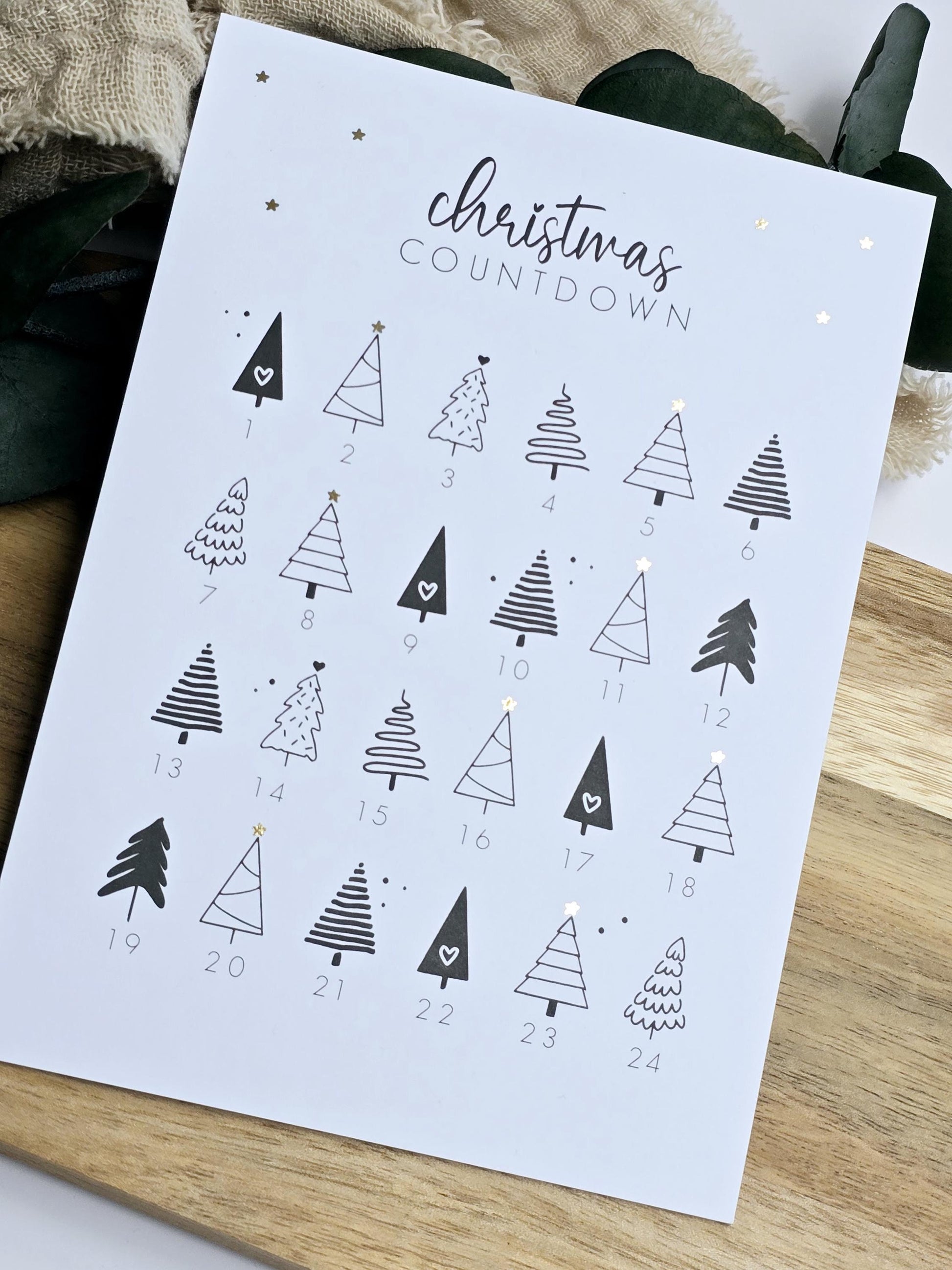Postkarte Christmas Countdown / Adventskalender / Wunschzettel / Weihnachten / Wichtelgeschenk / Kleinigkeit / Geschenk / Geburtstag